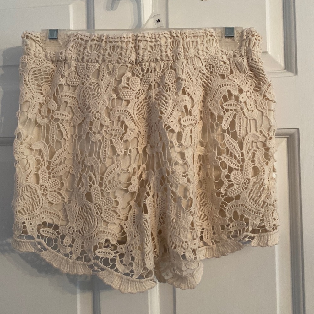 Crochet Cream Shorts